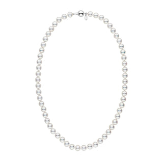 7.0-7.5 mm 18 Inch Natural White Hanadama Akoya Pearl Necklace White Gold Polished