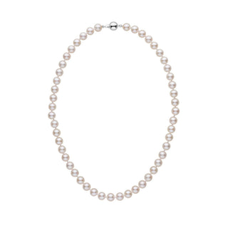 7.0-7.5 mm White Akoya AA+ Pearl Necklace White Gold