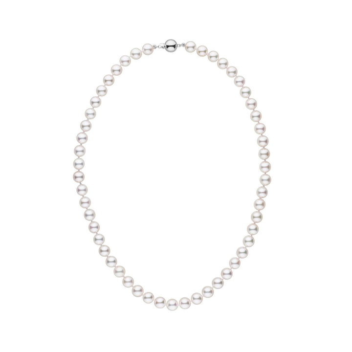 7.0-7.5 mm White Akoya 16 inch AAA Pearl Necklace White Gold