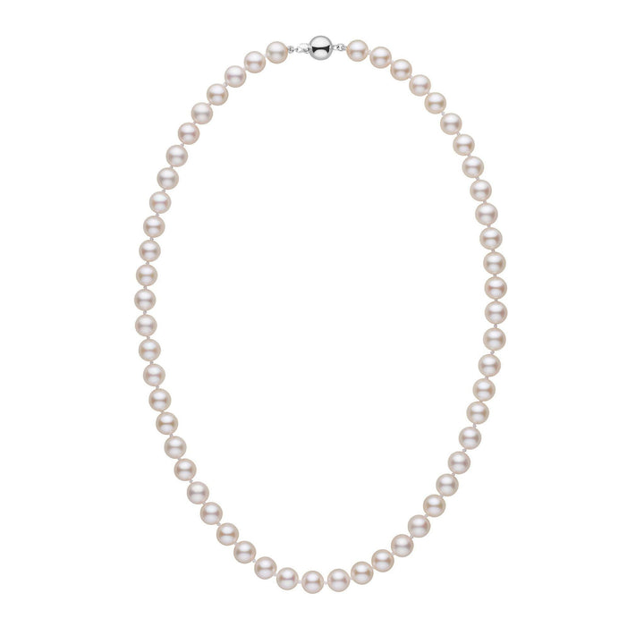 7.0-7.5 mm White Akoya 18 inch AA+ Pearl Necklace white gold