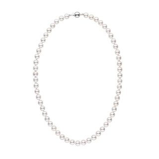 7.0-7.5 mm White Akoya AAA Pearl Necklace White Gold