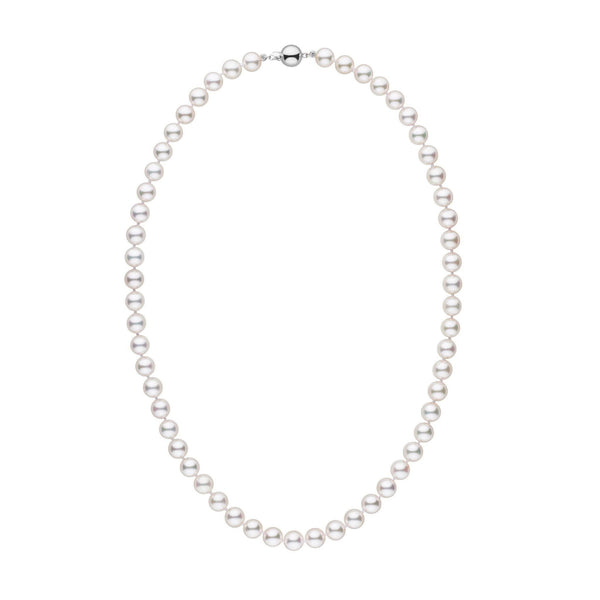 7.0-7.5 mm White Akoya AAA Pearl Necklace White Gold