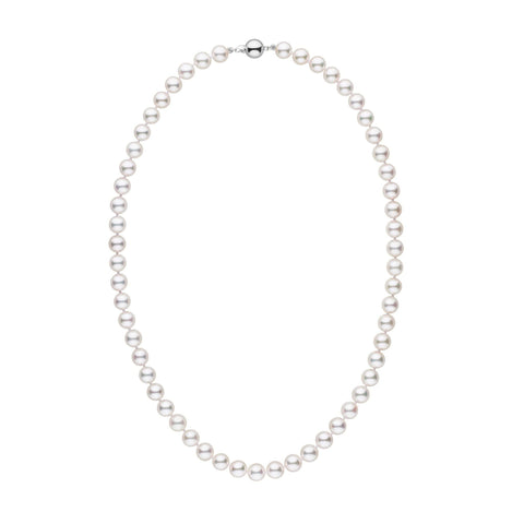7.0-7.5 mm Akoya Pearl Necklace double knotted with 14 karat