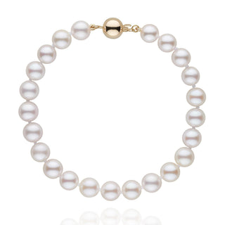 7.0-7.5 mm White Akoya AA+ Pearl Bracelet yellow gold