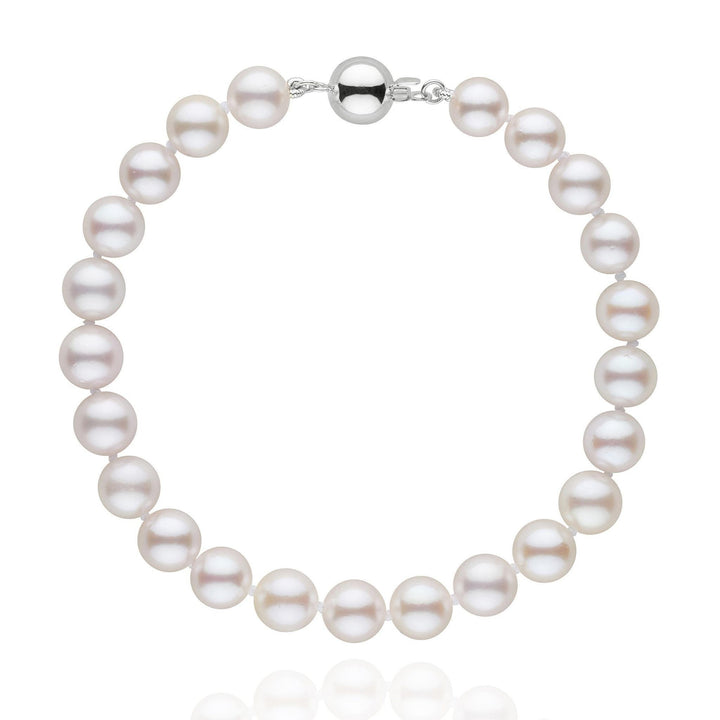 7.0-7.5 mm White Akoya AA+ Pearl Bracelet White gold