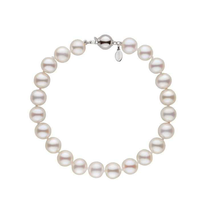 7.0-7.5 mm White Hanadama Akoya Pearl Bracelet White gold