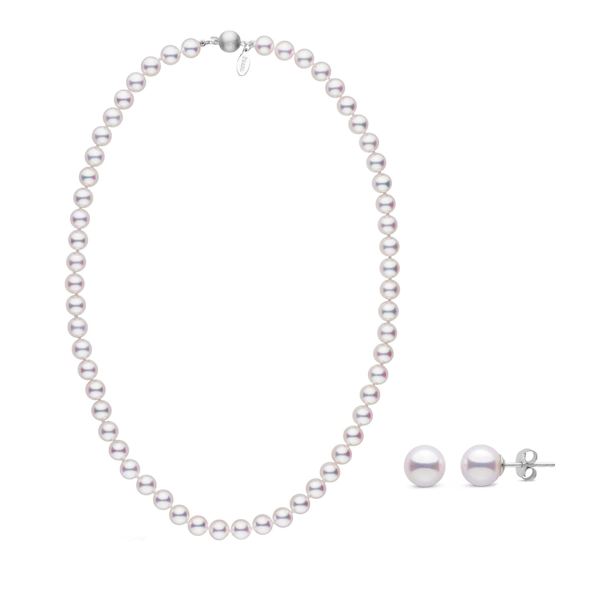 7.0-7.5 mm White Hanadama Akoya Pearl Set White Matte