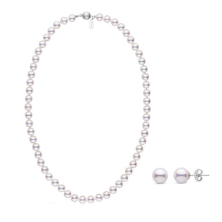 7.0-7.5 mm White Hanadama Akoya Pearl Set White Matte