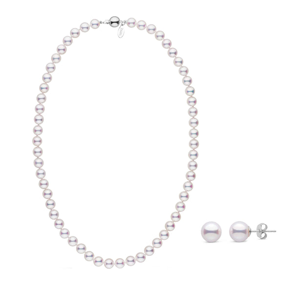 7.0-7.5 mm White Hanadama Akoya Pearl Set White gold