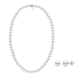 7.0-7.5 mm White Hanadama Akoya Pearl Set Yellow matte clasp