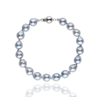 7.5-8.0 mm Silver Blue Akoya Baroque Pearl Bracelet with a white gold clasp