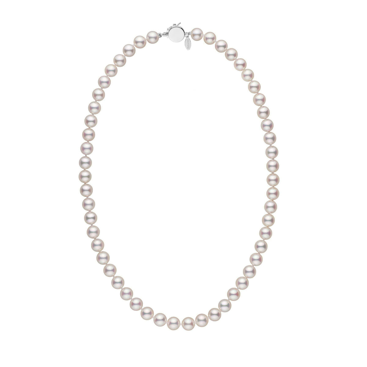 Personalized 18 Inch 7.5-8.0 mm Hanadama Akoya Pearl Circle Clasp Necklace, view 7