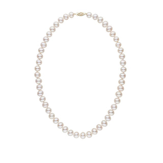 7.5-8.0 mm AA+ White Freshwater Pearl Necklace featuring lustrous white pearls strung with a secure clasp, ideal for elegant and timeless style.