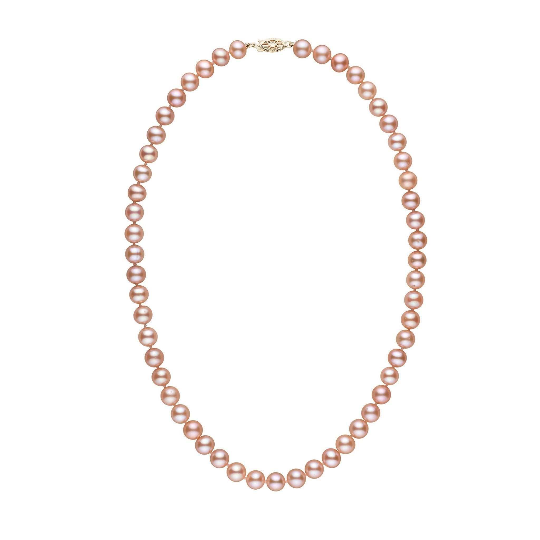 7.5-8.0 mm 18 Inch AA+ Pink to Peach Freshwater Pearl Necklace