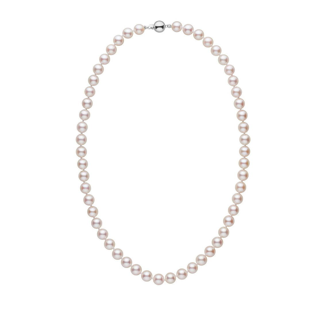 7.5-8.0 mm 18 inch AA+ White Akoya Pearl Necklace white gold