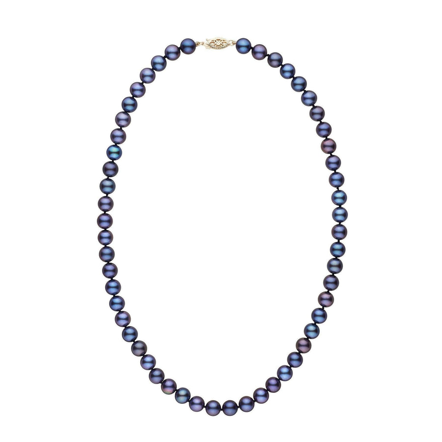 7.5-8.0 mm AA+ Black Freshwater Pearl Necklace yg