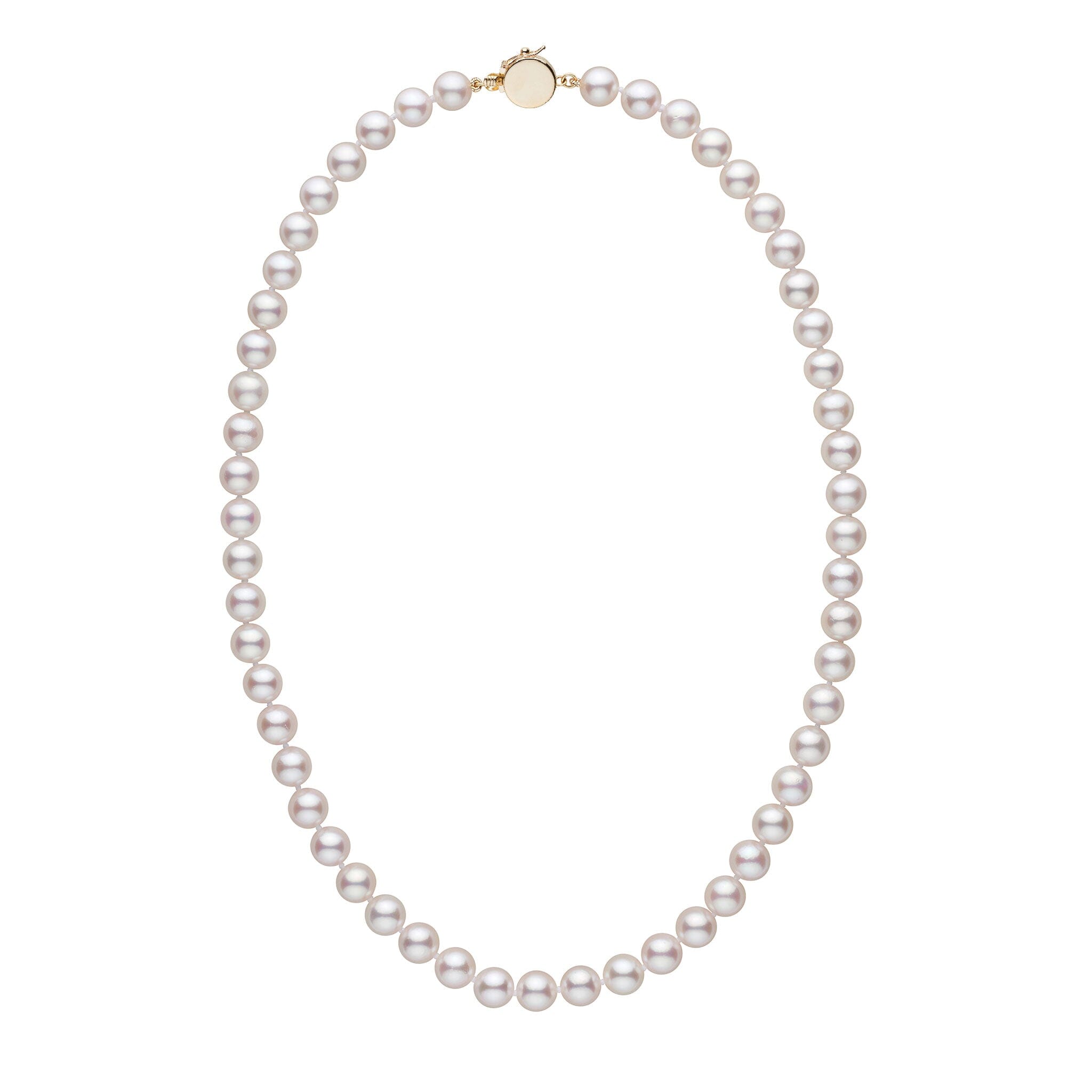 Personalized 18 Inch 7.5-8.0 mm AAA Akoya Pearl Circle Clasp Necklace