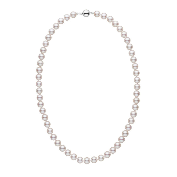 7.5-8.0 mm 18 inch AAA White Akoya Pearl Necklace white gold
