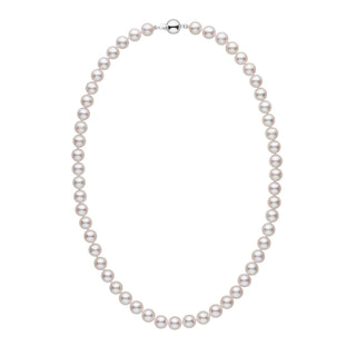 7.5-8.0 mm 18 inch AAA White Akoya Pearl Necklace white gold