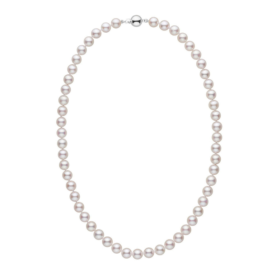 7.5-8.0 mm 18 inch AAA White Akoya Pearl Necklace white gold