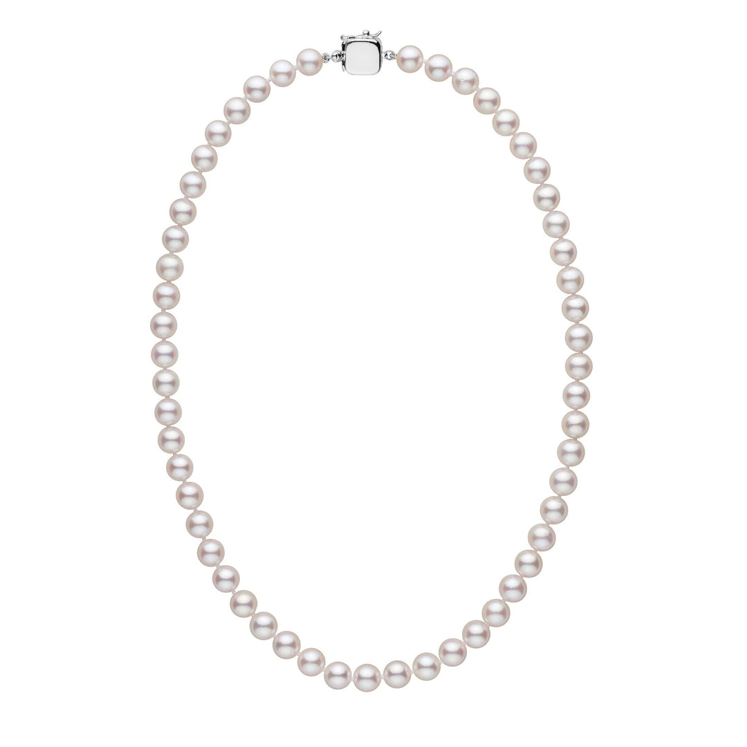Personalized 18 Inch 7.5-8.0 mm AAA Akoya Pearl Square Clasp Necklace