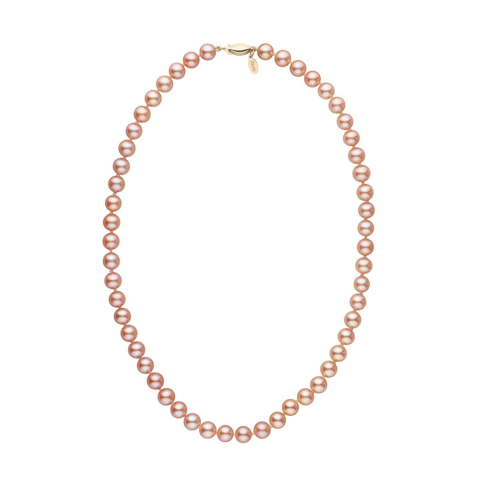 7.5-8.0 mm 18 Inch Pink to Peach Freshadama Freshwater Pearl Necklace