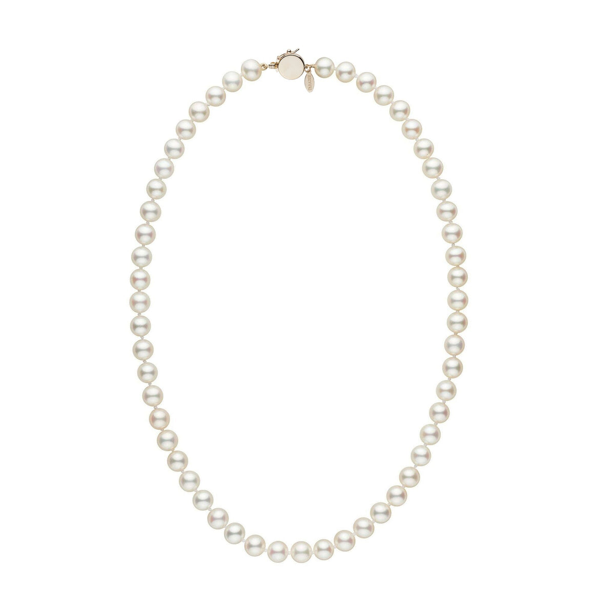 Personalized 7.5-8.0 mm White Freshadama Freshwater Pearl Circle Clasp Necklace featuring lustrous white freshwater pearls and a secure circle clasp for elegant, timeless style.