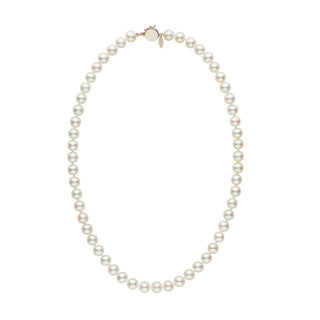 Personalized 7.5-8.0 mm White Freshadama Freshwater Pearl Circle Clasp Necklace featuring lustrous white freshwater pearls and a secure circle clasp for elegant, timeless style.
