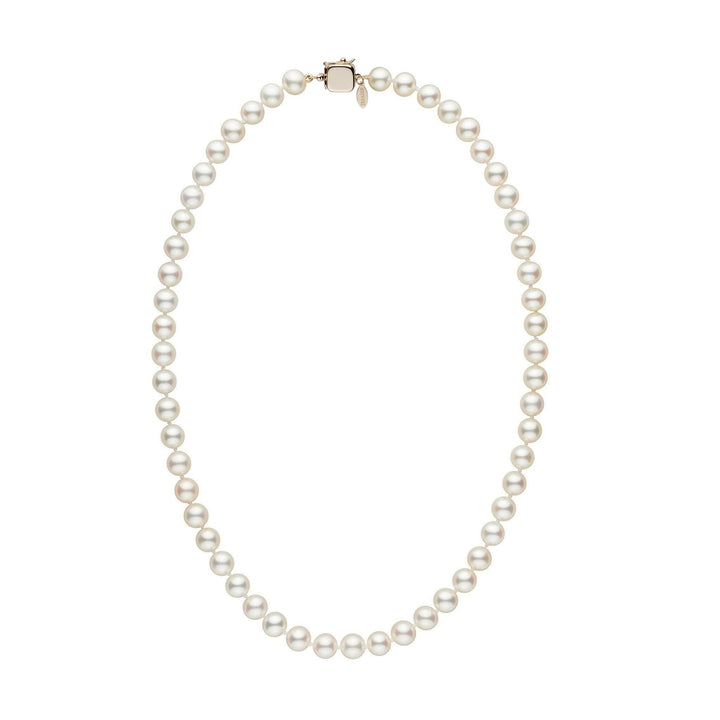 Personalized 7.5-8.0 mm White Freshadama Freshwater Pearl Square Clasp Necklace