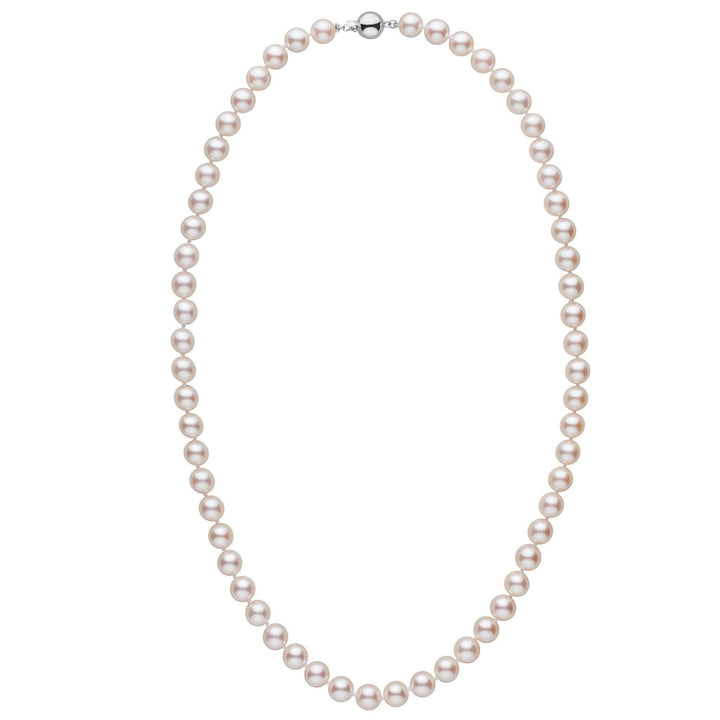 7.5-8.0 mm 22 inch AA+ White Akoya Pearl Necklace white gold