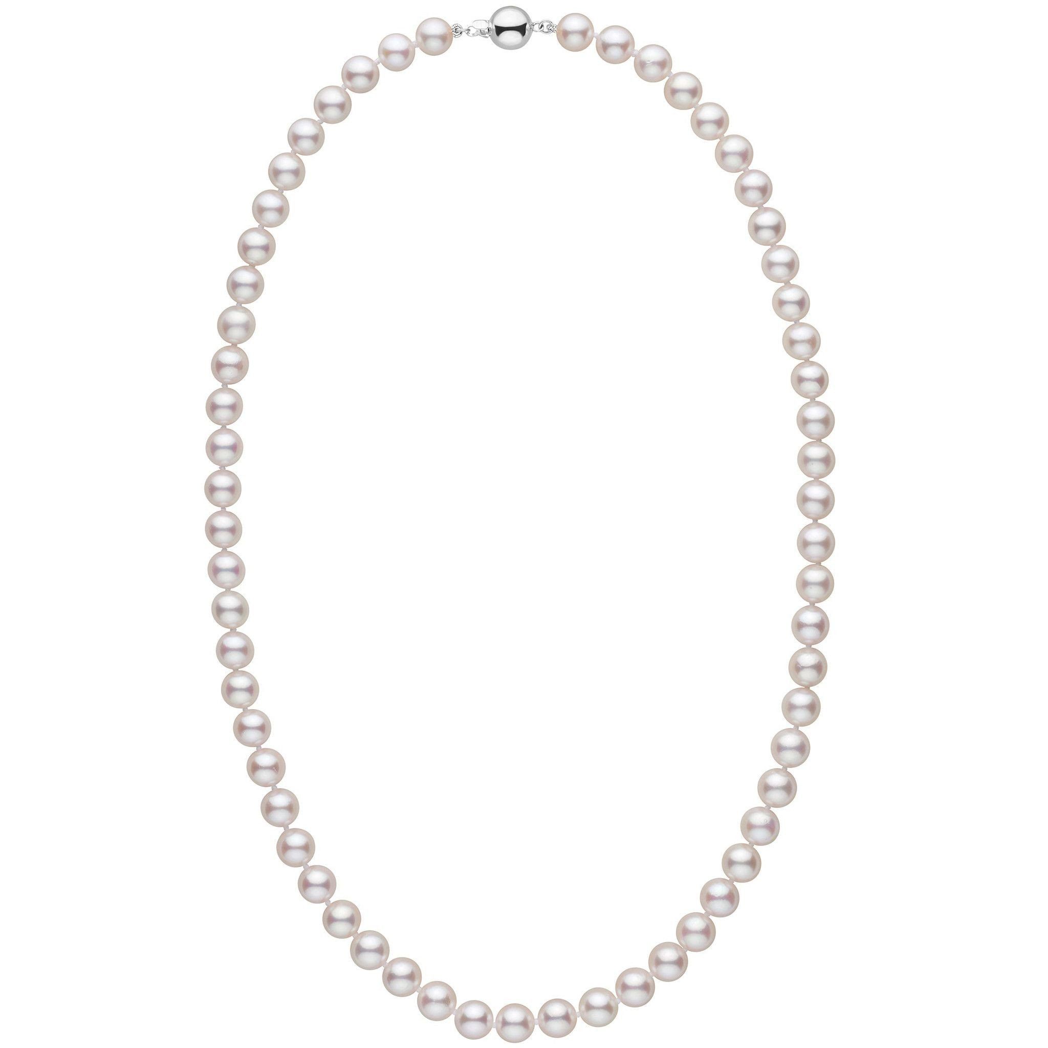 7.5-8.0 mm 22 inch AAA White Akoya Pearl Necklace white gold