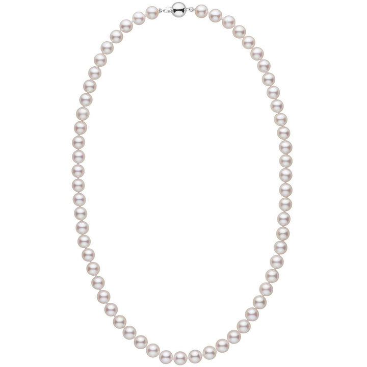 7.5-8.0 mm 22 inch AAA White Akoya Pearl Necklace white gold