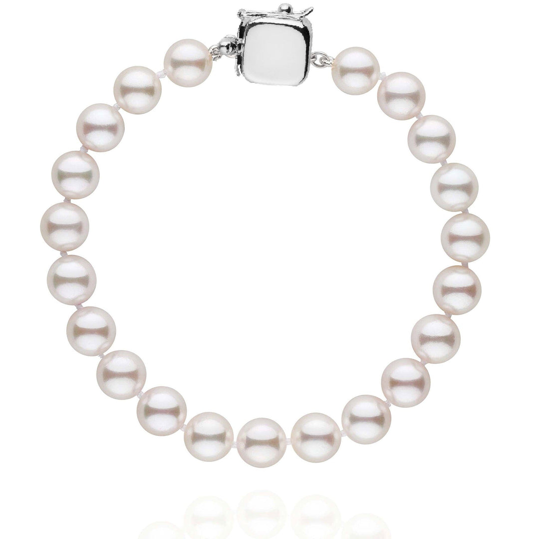 Personalized 7.5-8.0 mm AAA Akoya Pearl Square Clasp Bracelet