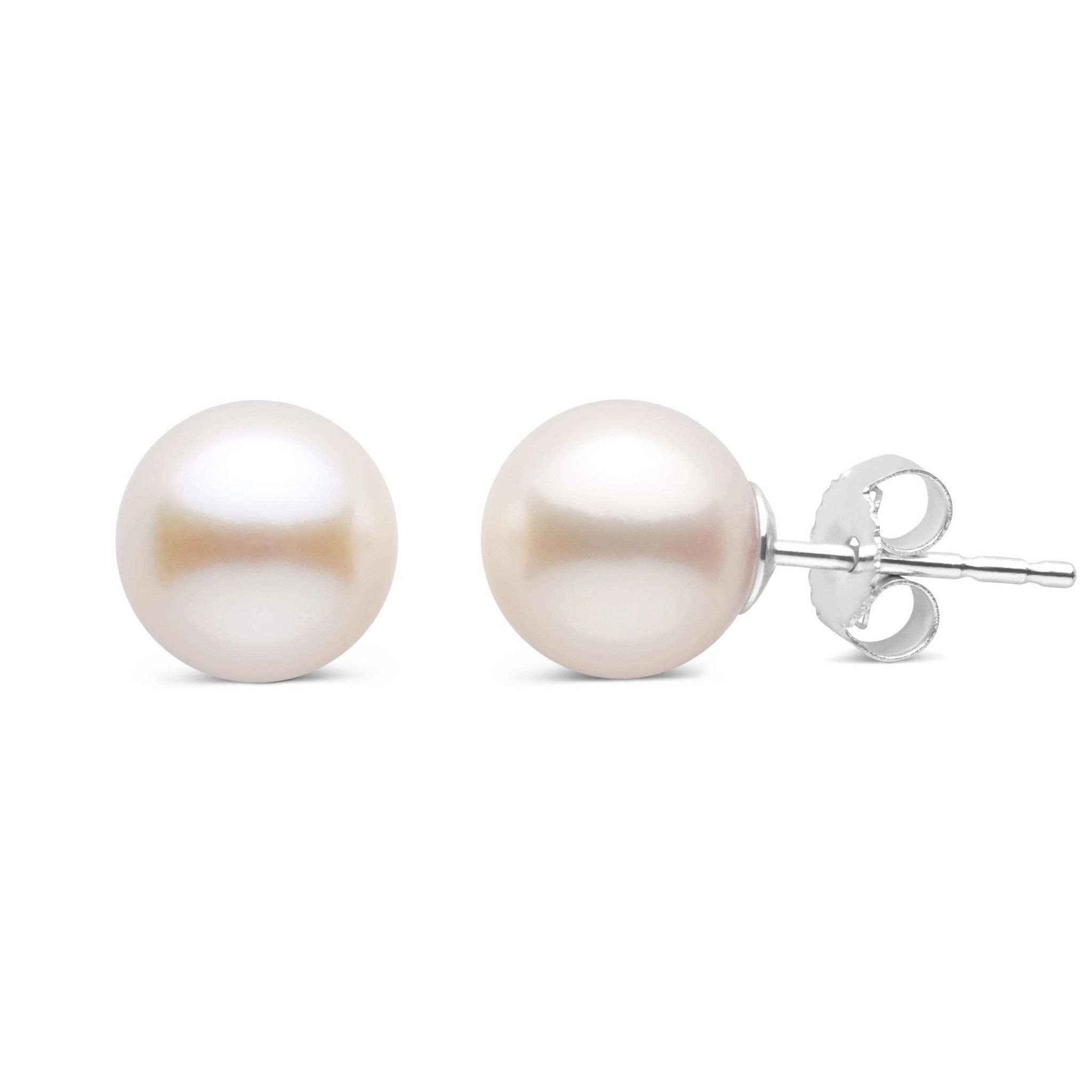 7.5-8.0 mm AAA White Freshwater Pearl Stud Earrings
