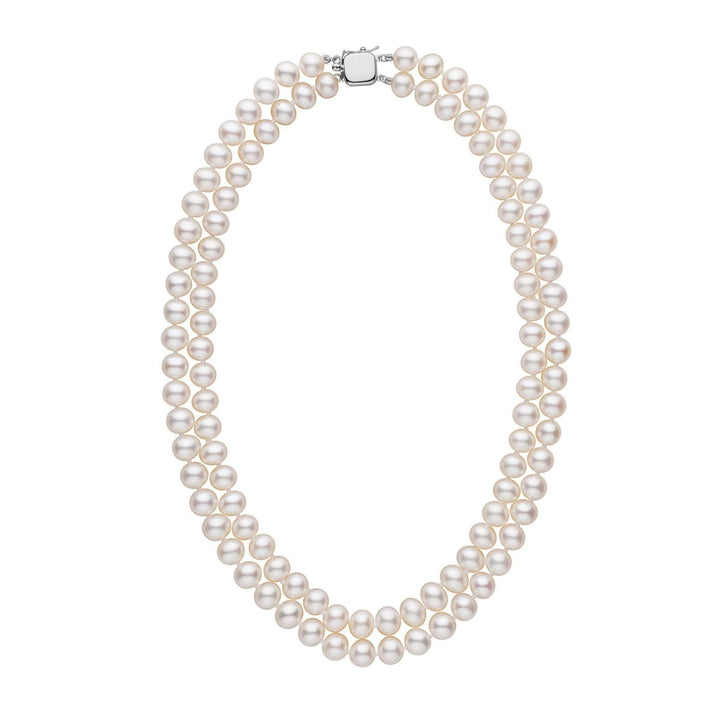 7.5-8.0 mm Double Strand AA+ White Freshwater Pearl Necklace