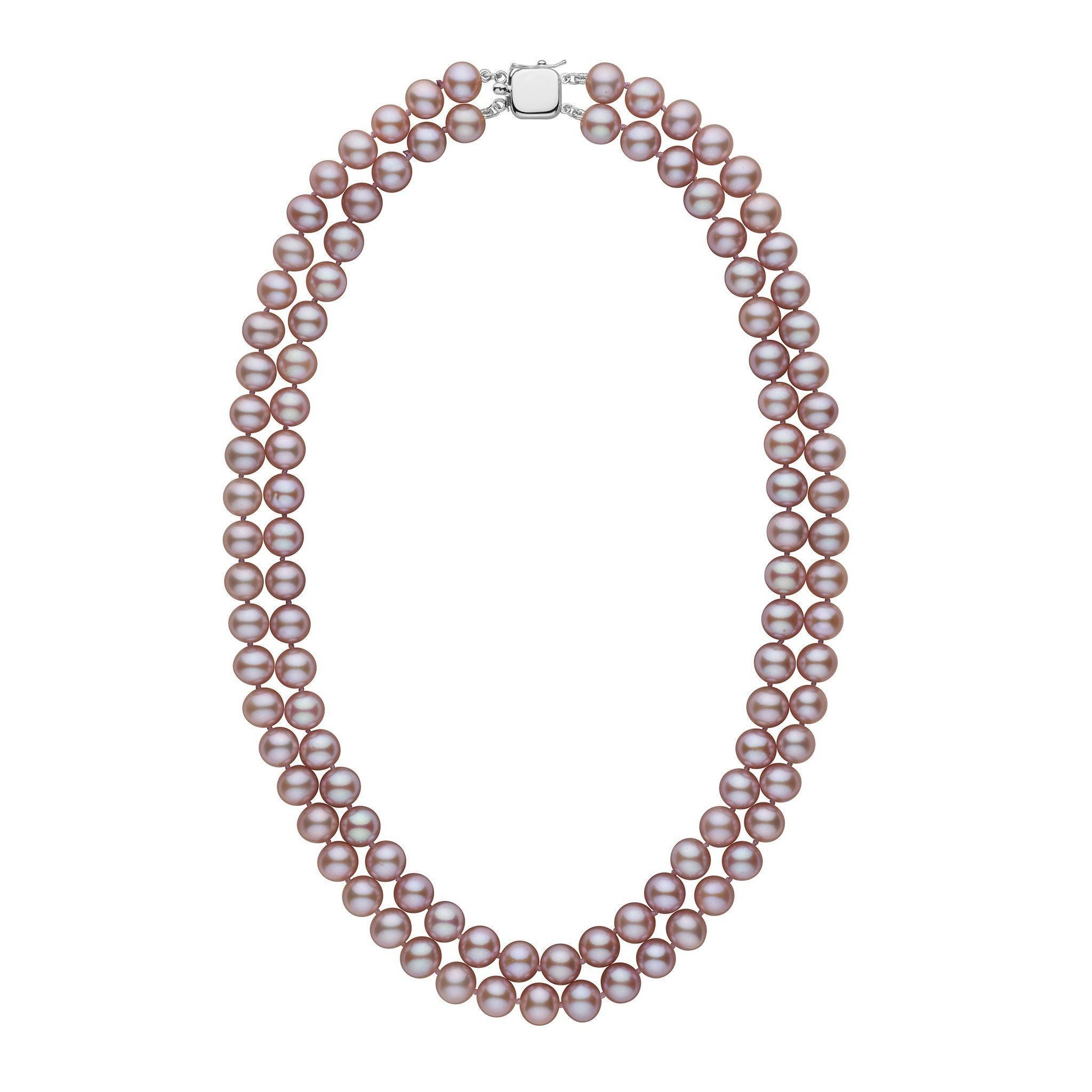 7.5-8.0 mm Double Strand AAA Lavender Freshwater Pearl Necklace