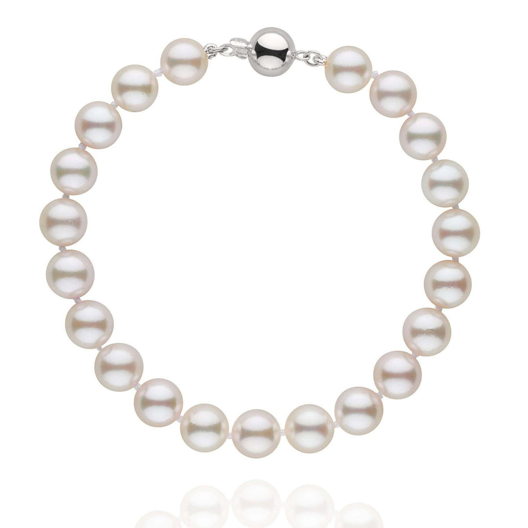 7.5-8.0 mm White Akoya AA+ Pearl Bracelet white gold