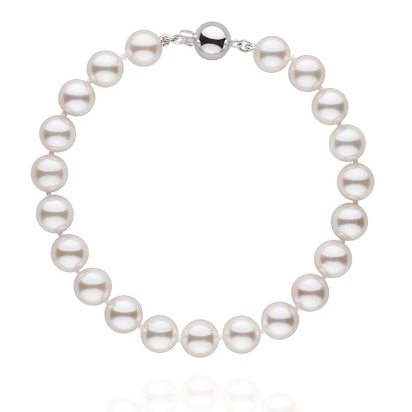 7.5-8.0 mm White Akoya AAA Pearl Bracelet white gold