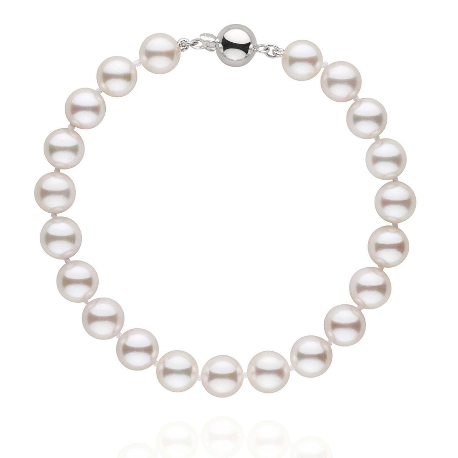 7.5-8.0 mm White Akoya AAA Pearl Bracelet white gold