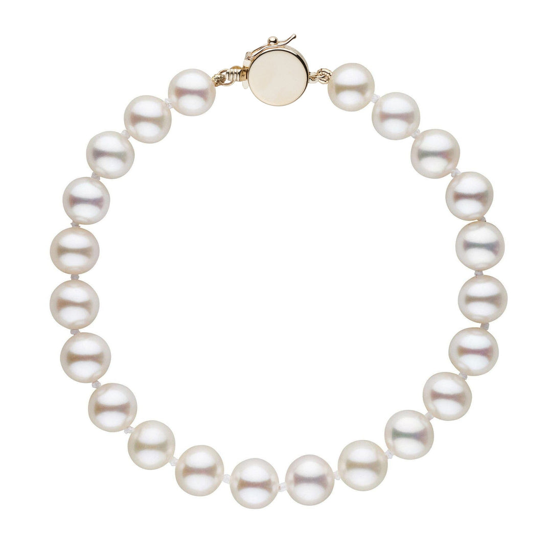Personalized 7.5-8.0 mm AAA White Freshwater Pearl Circle Clasp Bracelet