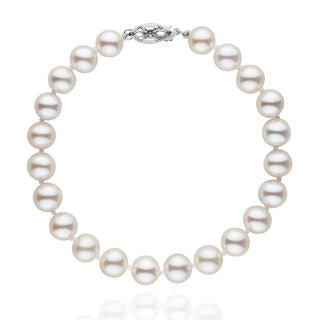 7.5-8.0 mm AAA White Freshwater Pearl Bracelet featuring lustrous white freshwater pearls and a secure 14K white gold clasp, perfect for elegant and timeless style.