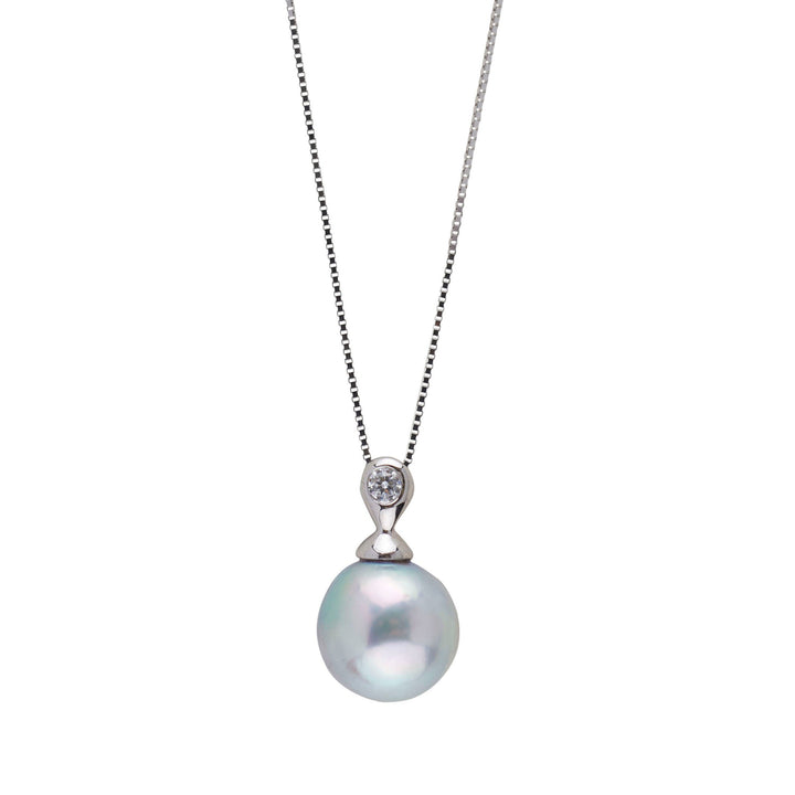 Dew Collection 8.0-9.0 mm Baroque Silver Akoya Pearl and Diamond Pendant