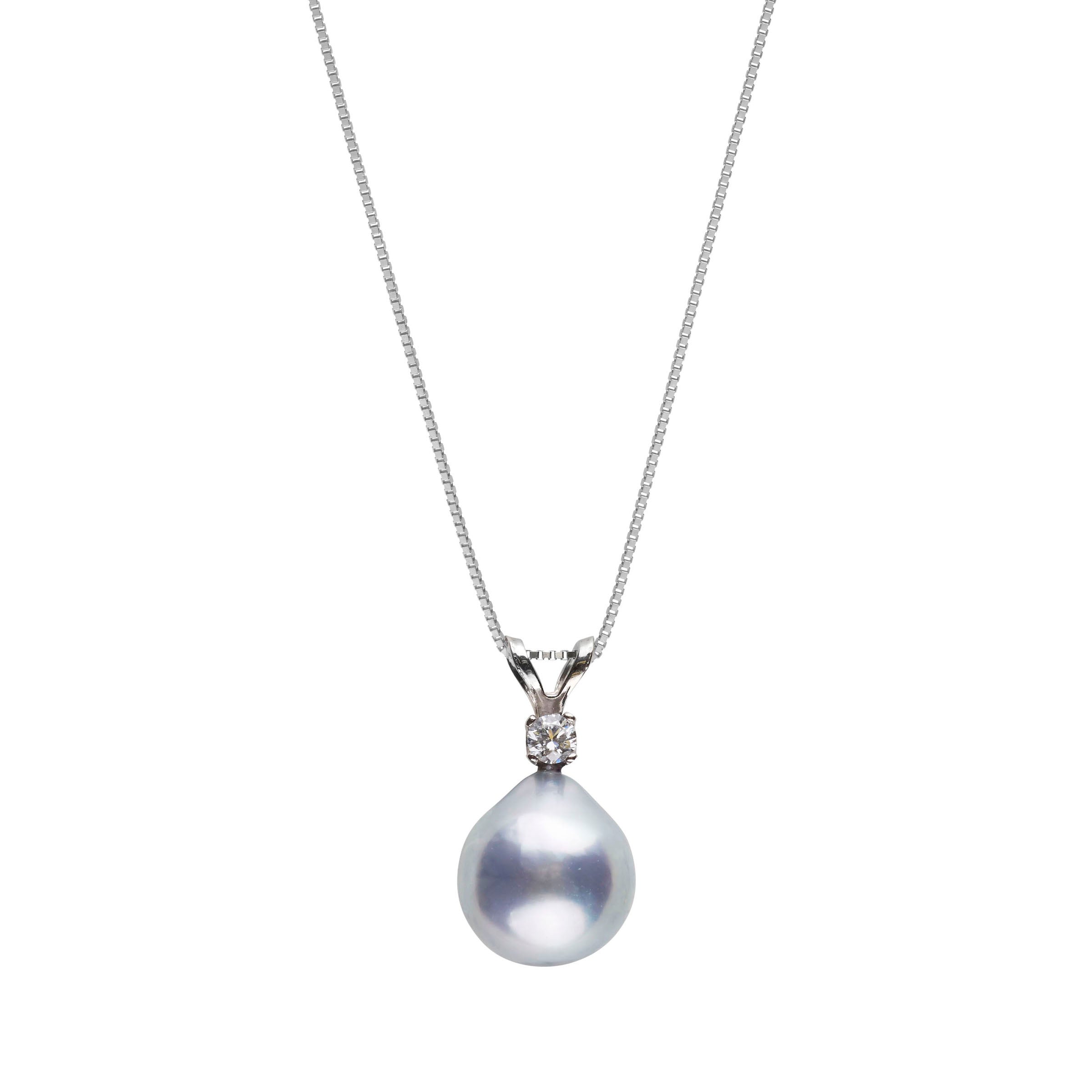 Harmony Collection 8.0-9.0 mm Baroque Silver Akoya Pearl and Diamond Pendant