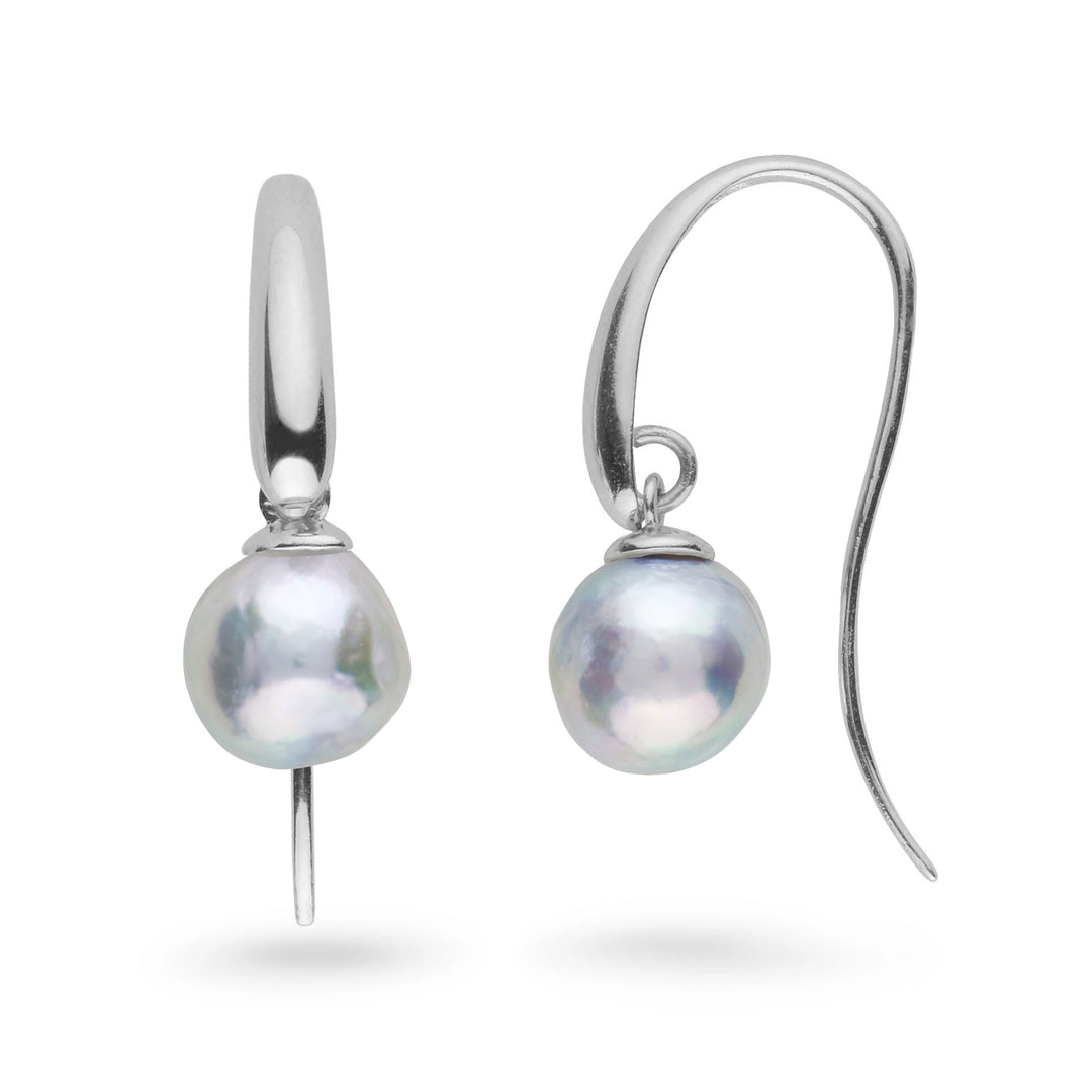 Cascade Collection 8.0-9.0 mm Baroque Silver Akoya Pearl Earrings white gold