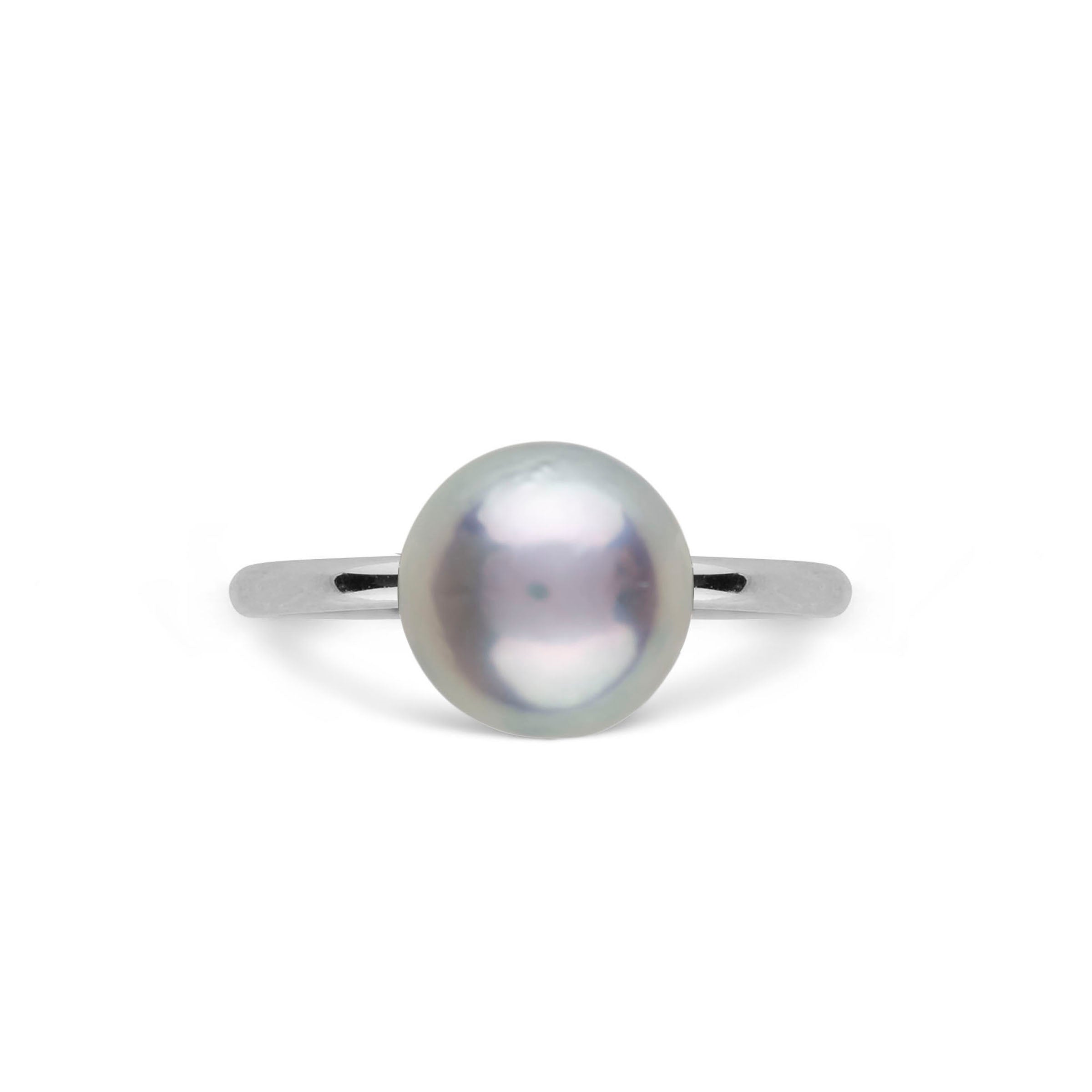 Demure Classic Collection 8.0-9.0 mm Baroque Silver Akoya Pearl Ring white gold top view