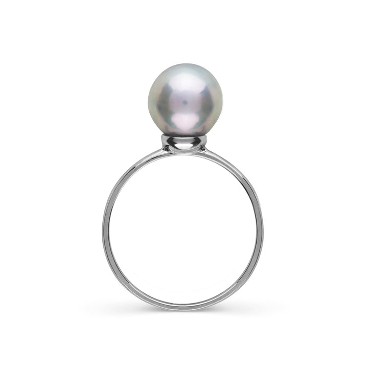 Demure Classic Collection 8.0-9.0 mm Baroque Silver Akoya Pearl Ring white gold side view