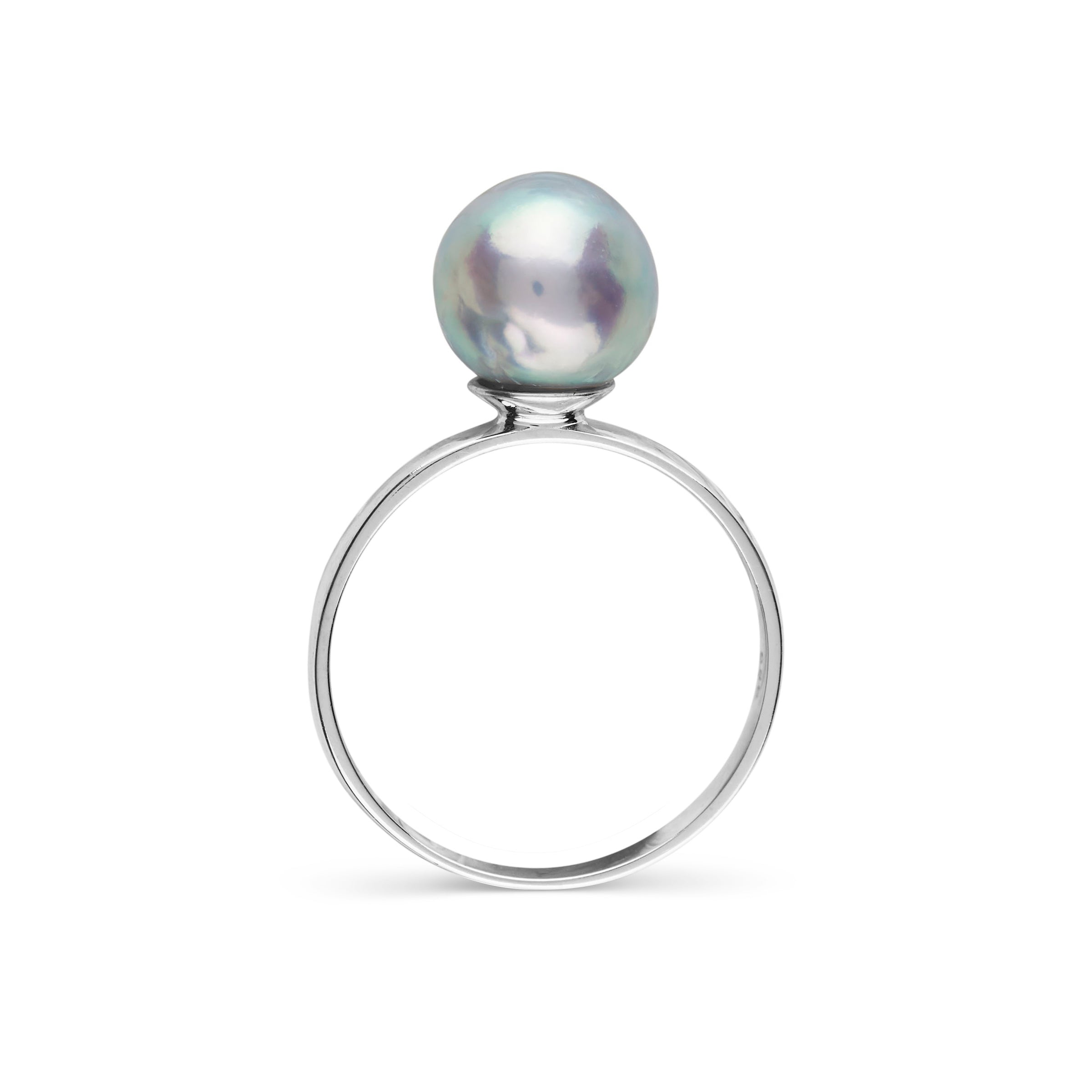 Classic Collection 8.0-9.0 mm Baroque Silver Akoya Pearl Ring side view