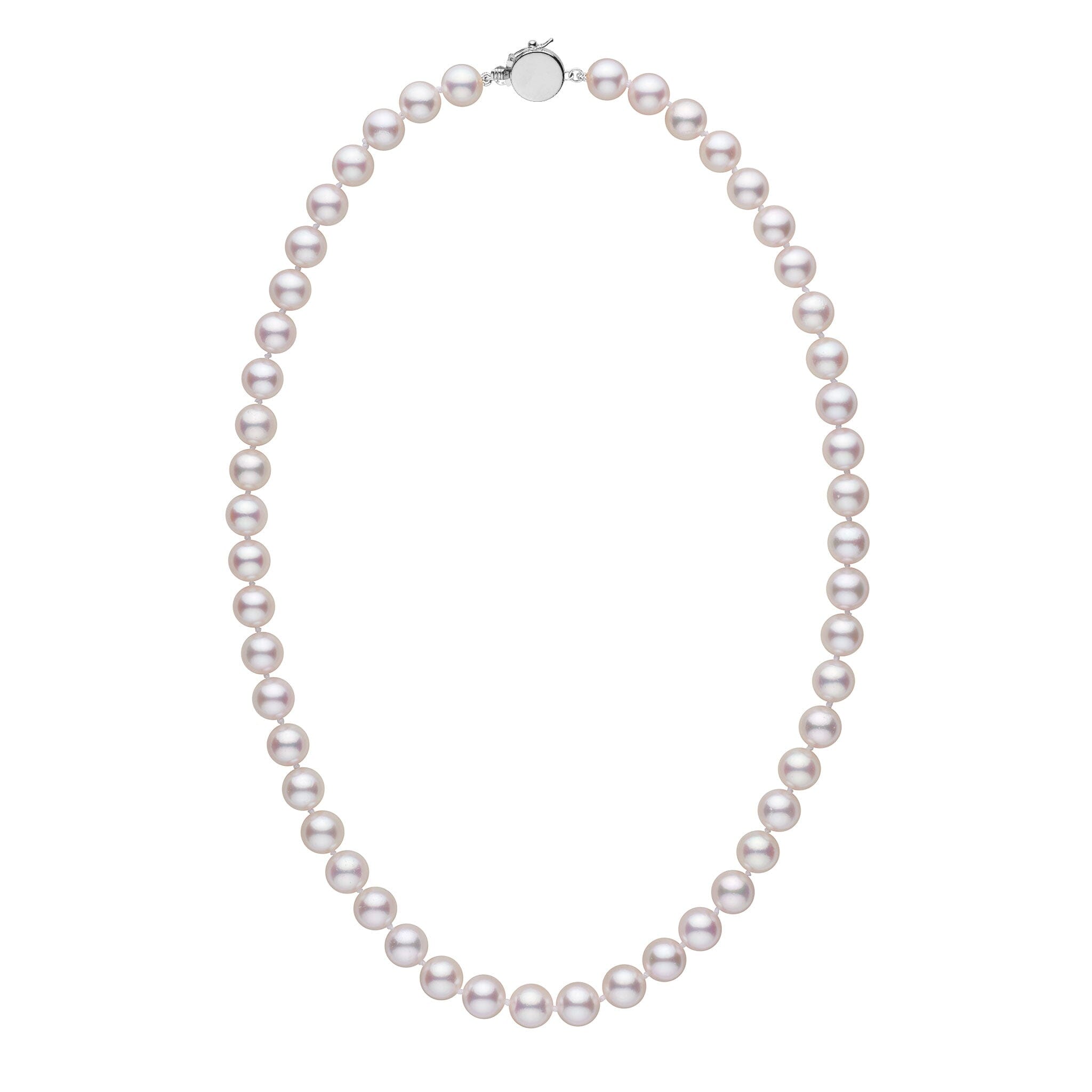 Personalized 18 Inch 8.0-8.5 mm AAA Akoya Pearl Circle Clasp Necklace