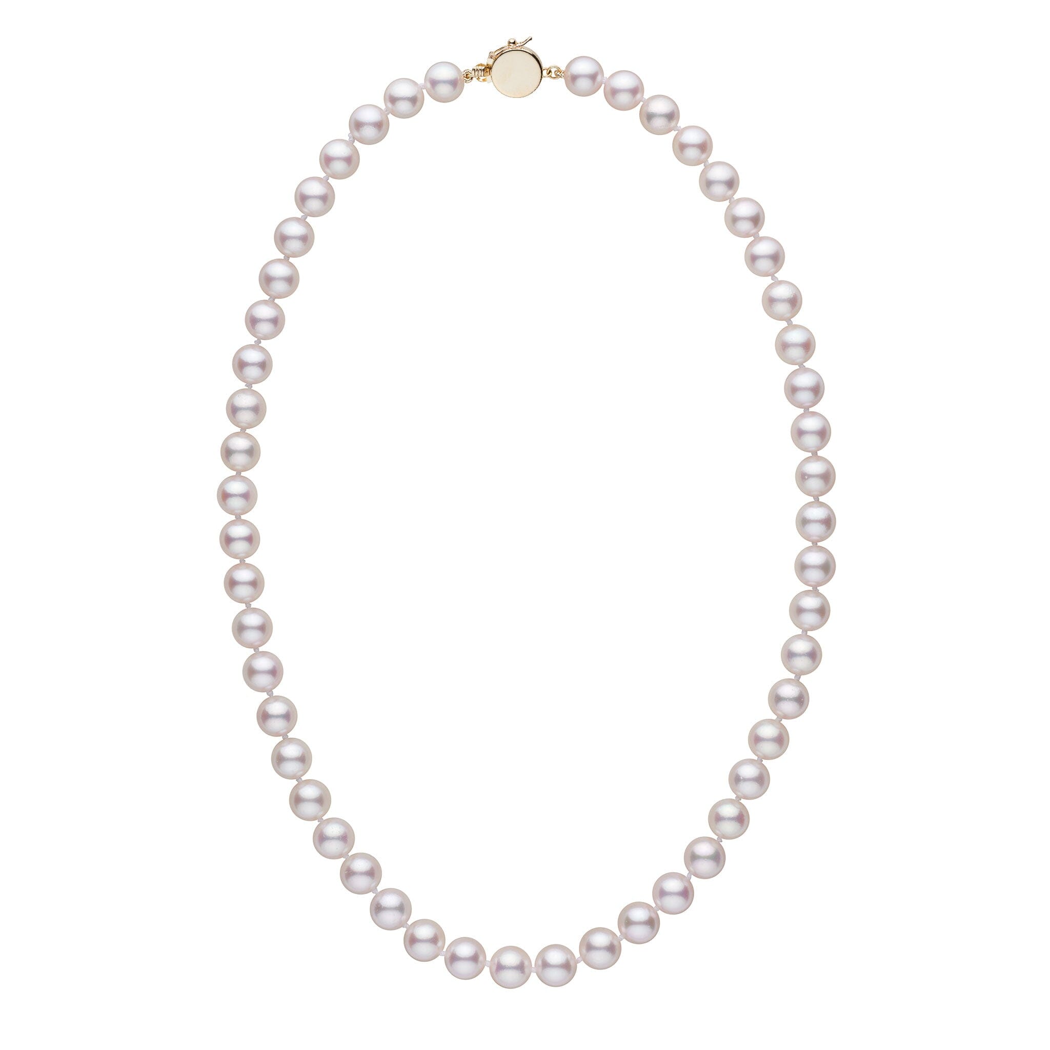 Personalized 18 Inch 8.0-8.5 mm AAA Akoya Pearl Circle Clasp Necklace