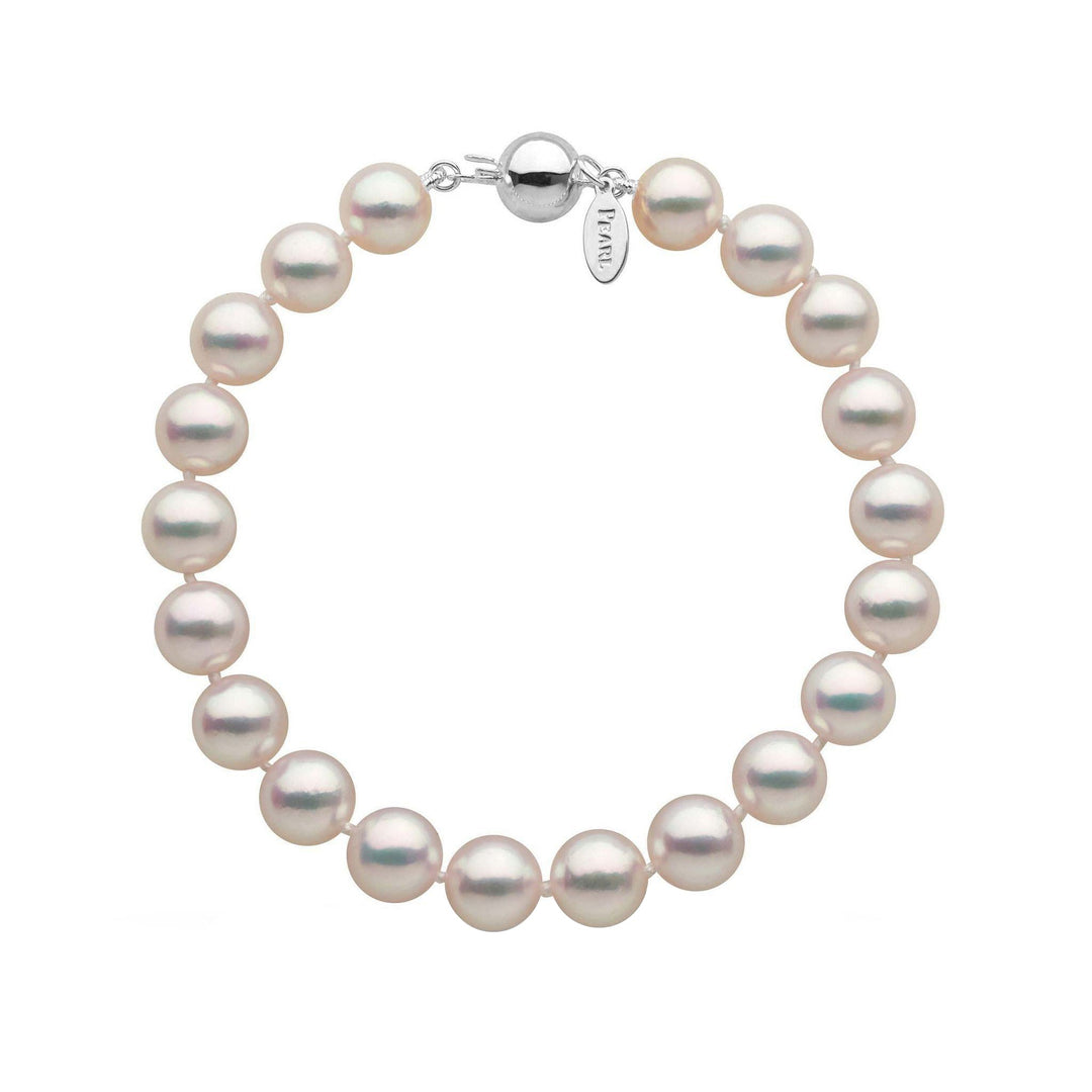Certified 8.0-8.5 mm White Hanadama Akoya Pearl Bracelet White gold with Pearl Paradise tag